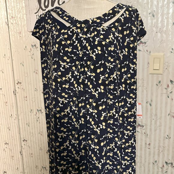 Kasper Pull Over Woman 3X Blue Yellow Floral NWT - Picture 1 of 3